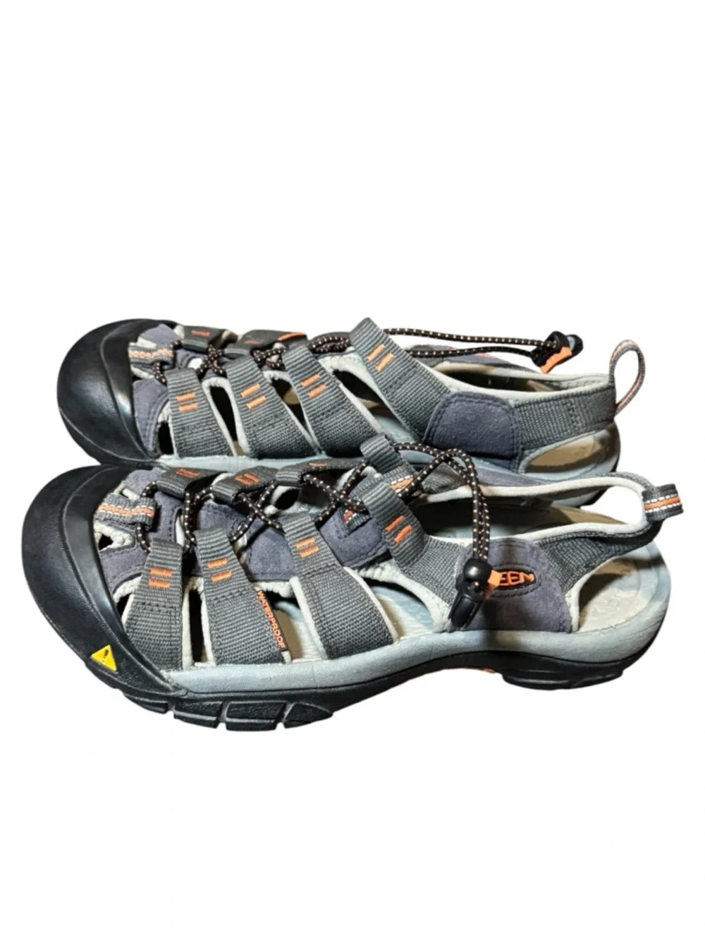 Keen Newport Gray Outdoor Hiking Shoes Sandals with Orange Accents Size 7